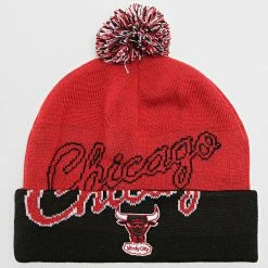 Tout neuf 😉 Bonnet Double Take Chicago Bulls Rouge Noir de Mitchell and Ness 🛒