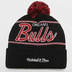 Sortie 👍 Bonnet Script Pom Chicago Bulls Noir de Mitchell and Ness ❤️ -Schott NYC Soldes mitchell and ness 346599 KTPCMM21008 CBU BLCK 20221115T150409 04
