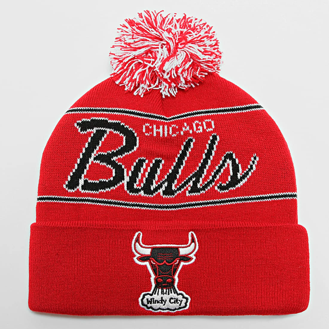 De gros 😉 Bonnet Script Pom Chicago Bulls Rouge de Mitchell and Ness 🌟 3 De gros 😉 Bonnet Script Pom Chicago Bulls Rouge de Mitchell and Ness 🌟